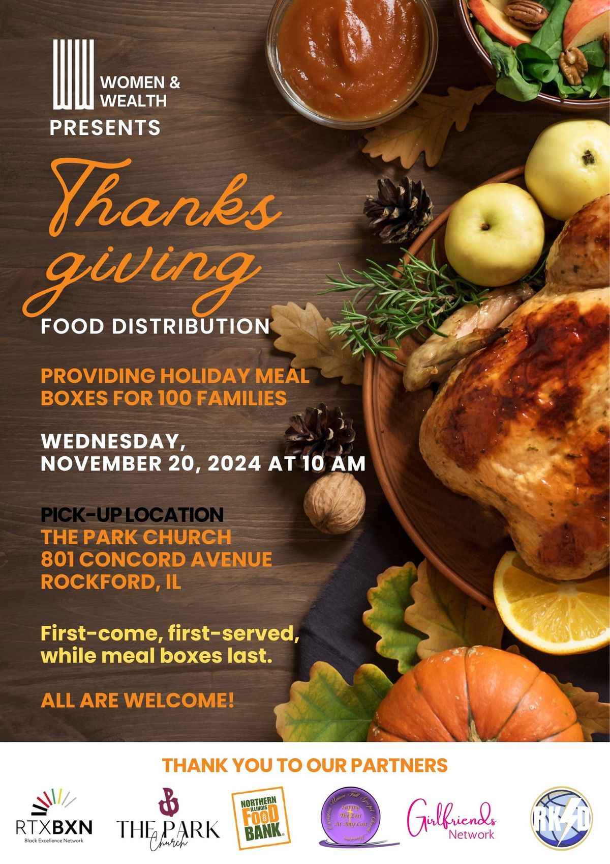 Women & Wealth Presents Thanksgiving Drive-Thru Holiday Food Distribution