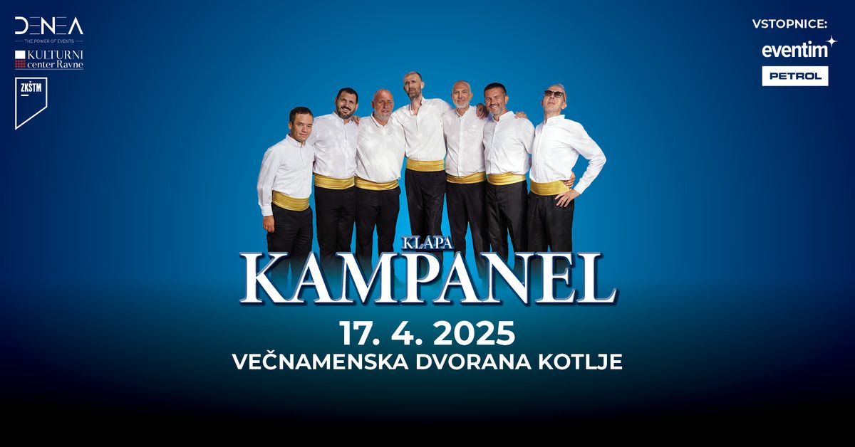 Klapa KAMPANEL \u2022 Dalmatinski ve\u010der na Koro\u0161kem \u2022 17.4.2025 \u2022 Ve\u010dnamenska dvorana Kotlje