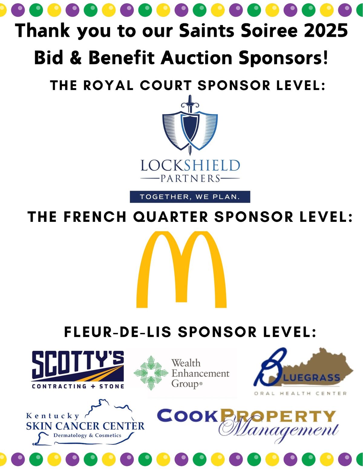 2025 Bid & Benefit Auction: Saints Soir\u00e9e