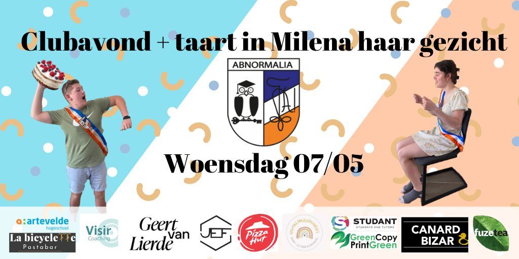 Clubavond + taart in Milena haar gezicht