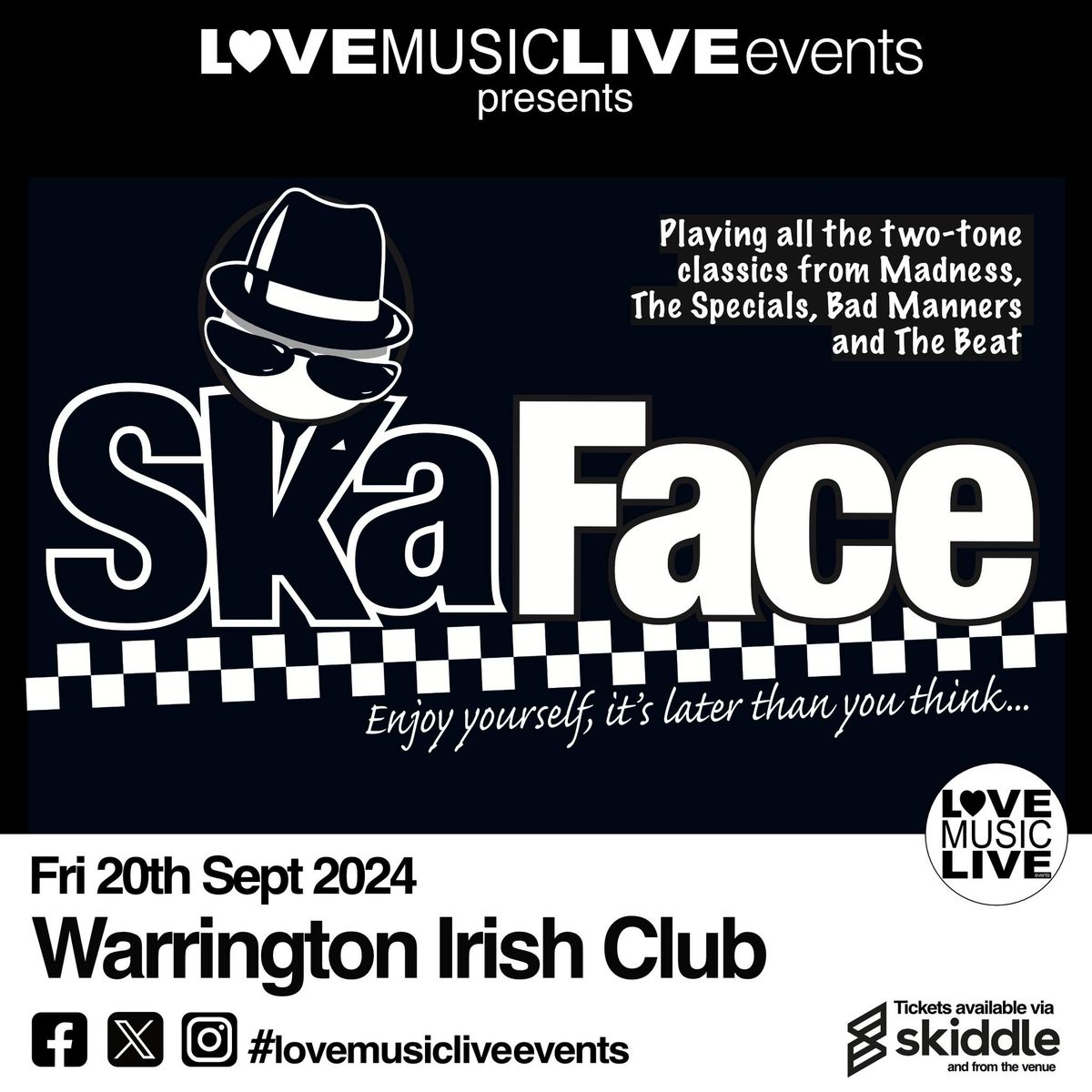 SKA FACE - Ska\/2 Tone Tribute - Warrington Irish Club- Fri 20\/9\/24