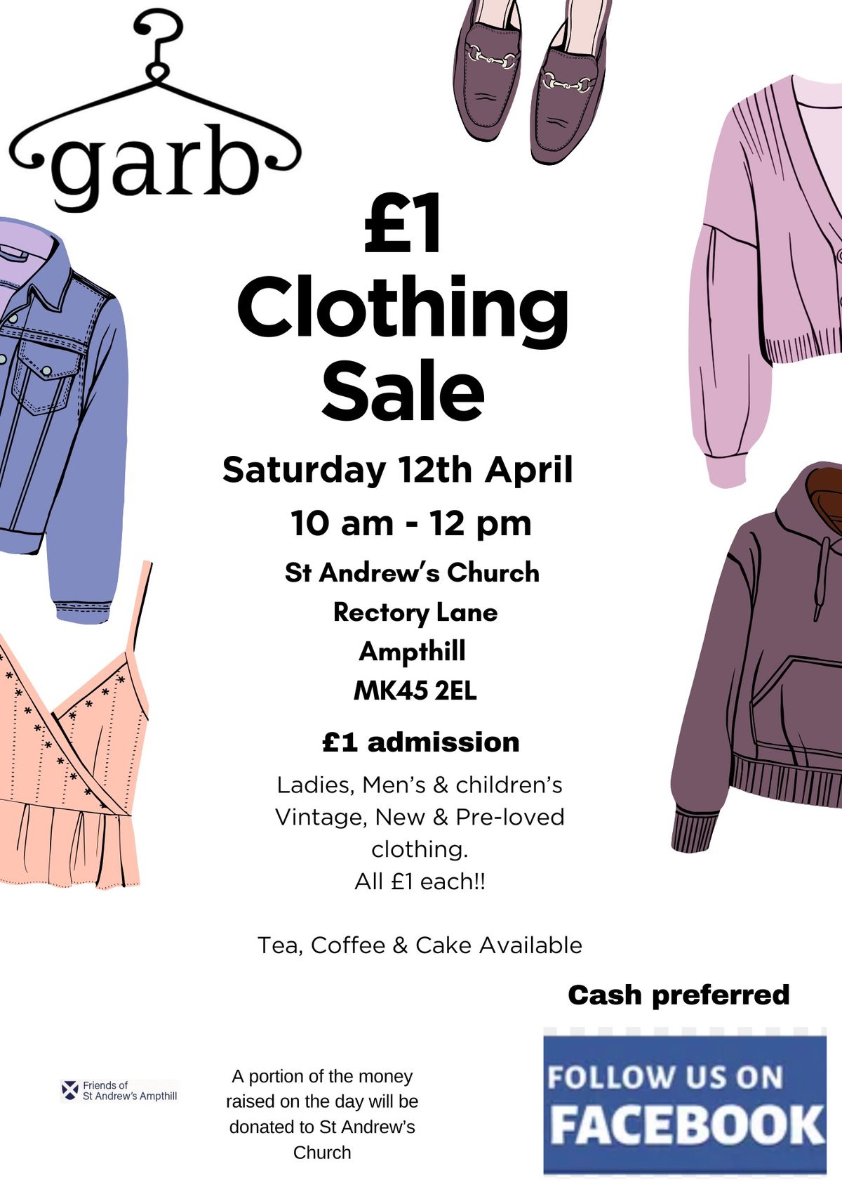 \u00a31 Ladies, Men\u2019s & Children\u2019s Clothing event, St Andrew\u2019s Church, Ampthill