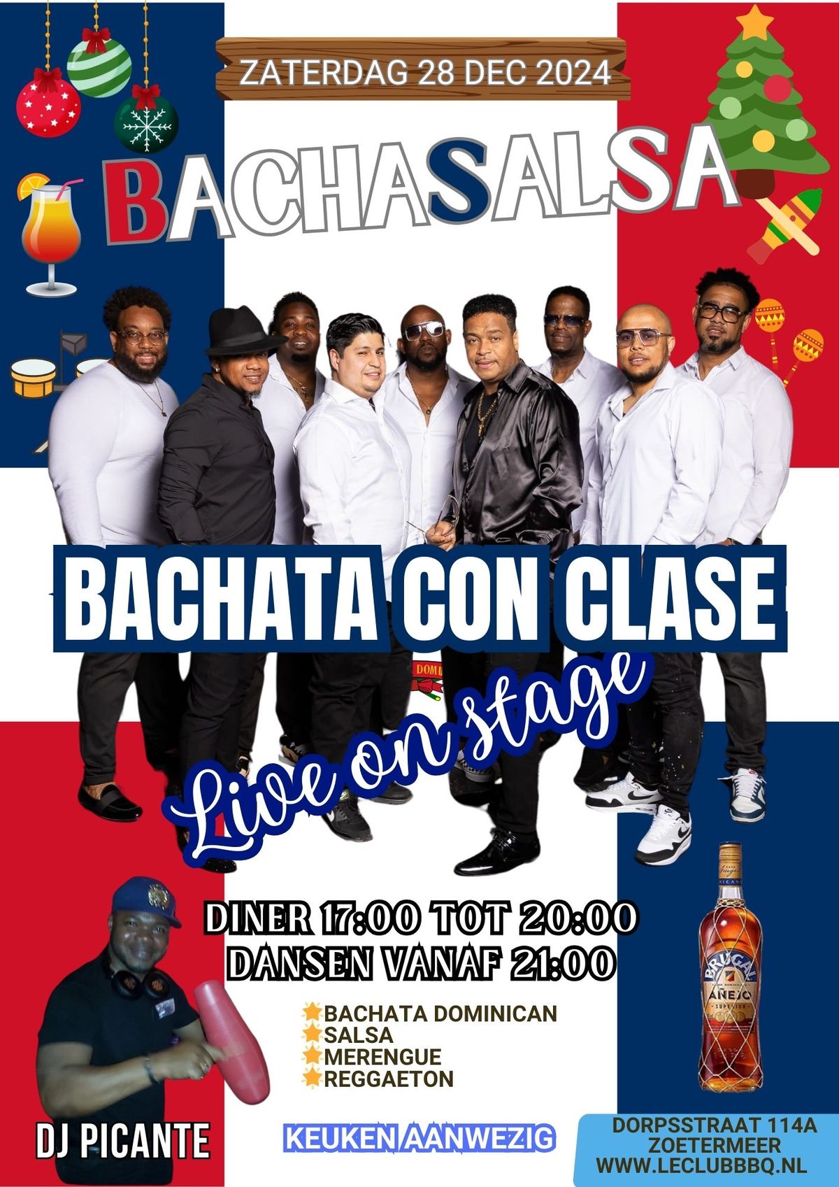 BachaSalsa met Liveband Bachata Con Clase Kerst-editie