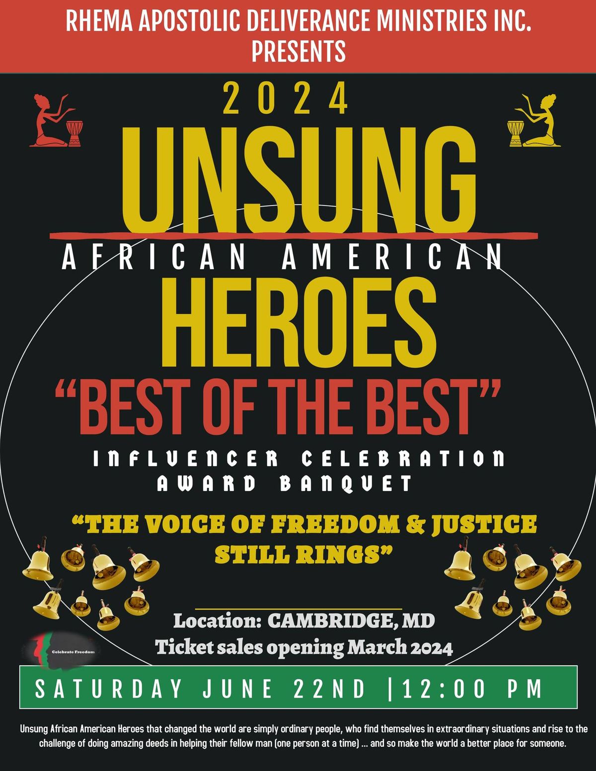 2024 UNSUNG AFRICAN AMERICAN HEROES "BEST OF THE BEST" INFLUENCER CELEBRATION AWARD BANQUET 