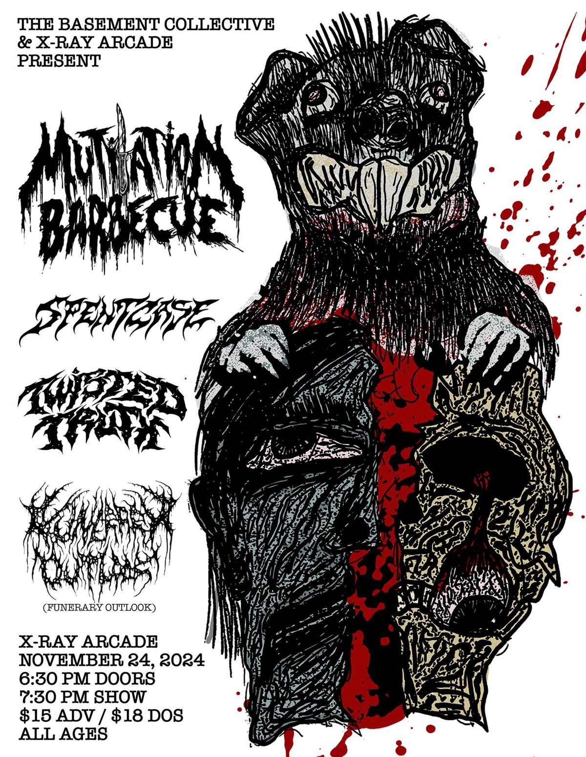 MUTILATION BARBECUE \/ SPENT CASE \/ TWISTED TRUTH \/ FUNERARY OUTLOOK AT X-RAY ARCADE