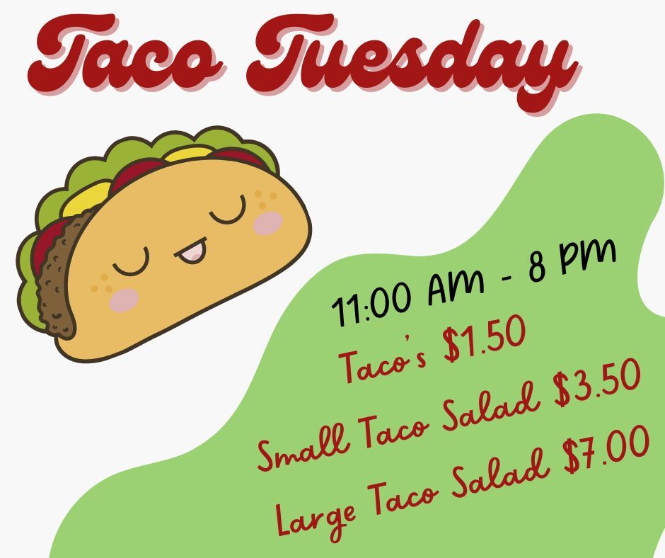 Taco Tuesday & Bike Night ($1.00 off buckets of beer 5-8PM) 