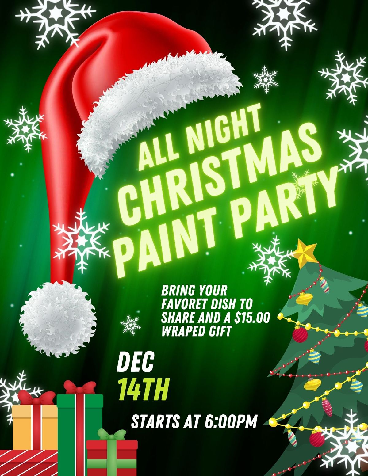 All Night Christmas Ceramic Paint Party