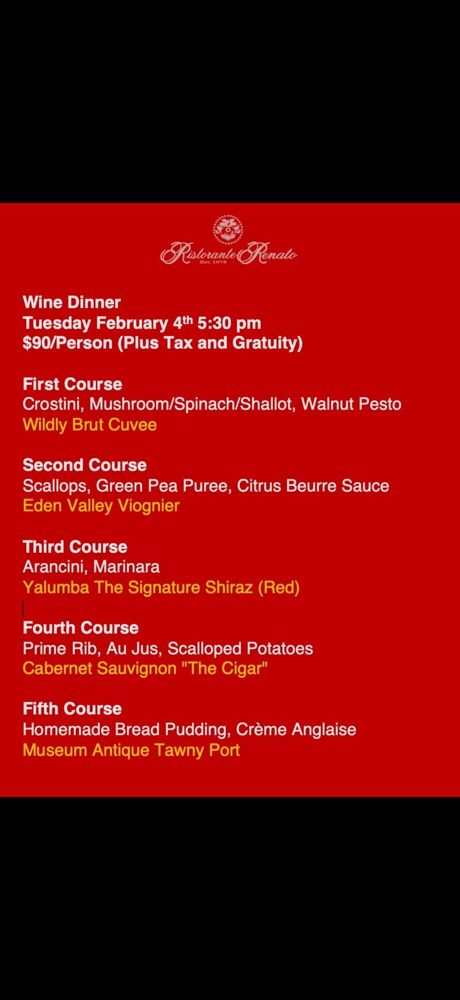 Yalumba Winery Wine Dinner