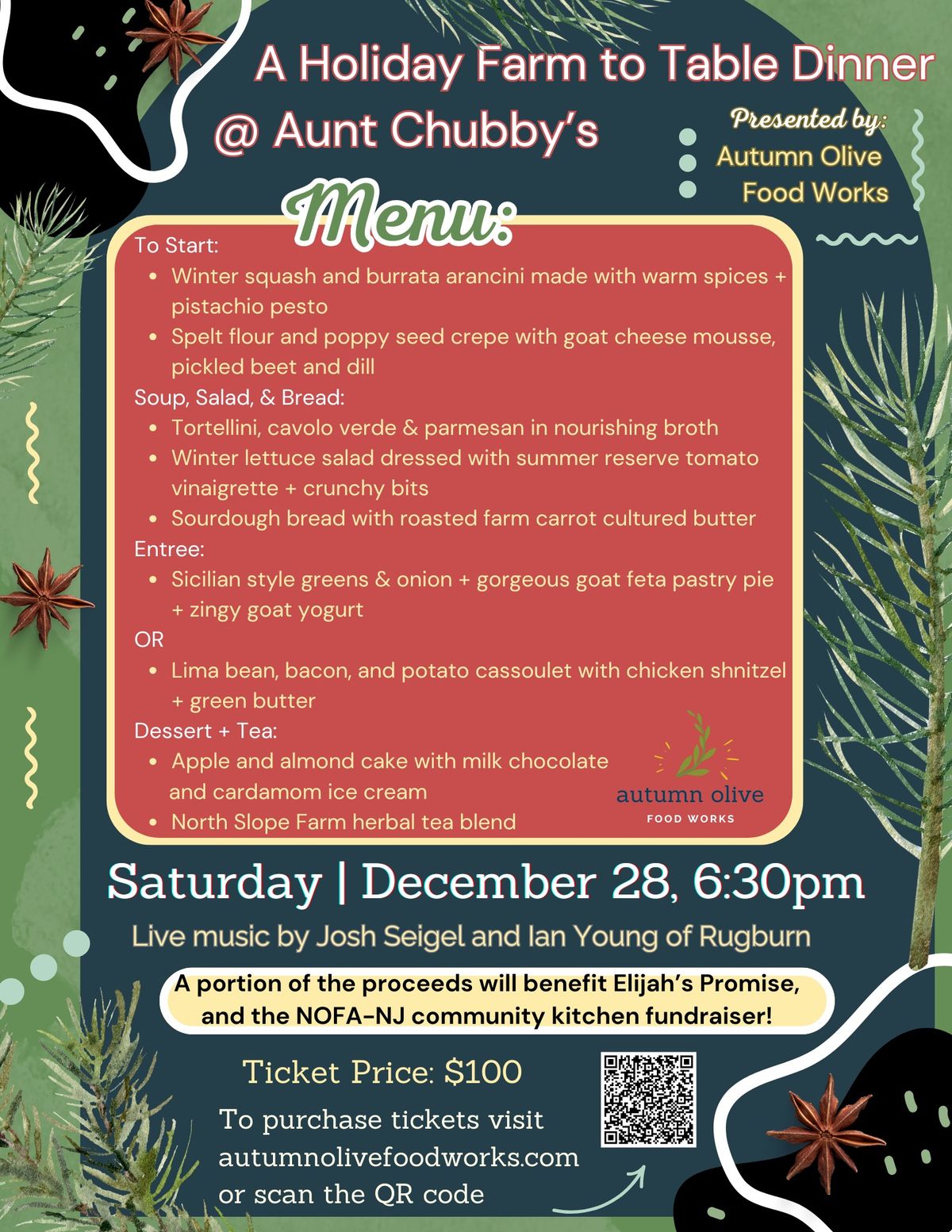 Holiday Farm to Table Dinner at Chubby\u2019s, Hopewell