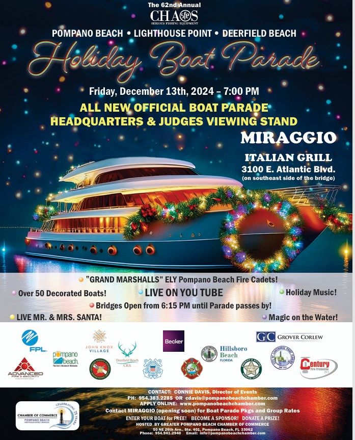 62nd Annual Pompano Beach\/Lt.House Point\/Deerfield Beach HOLIDAY BOAT PARADE