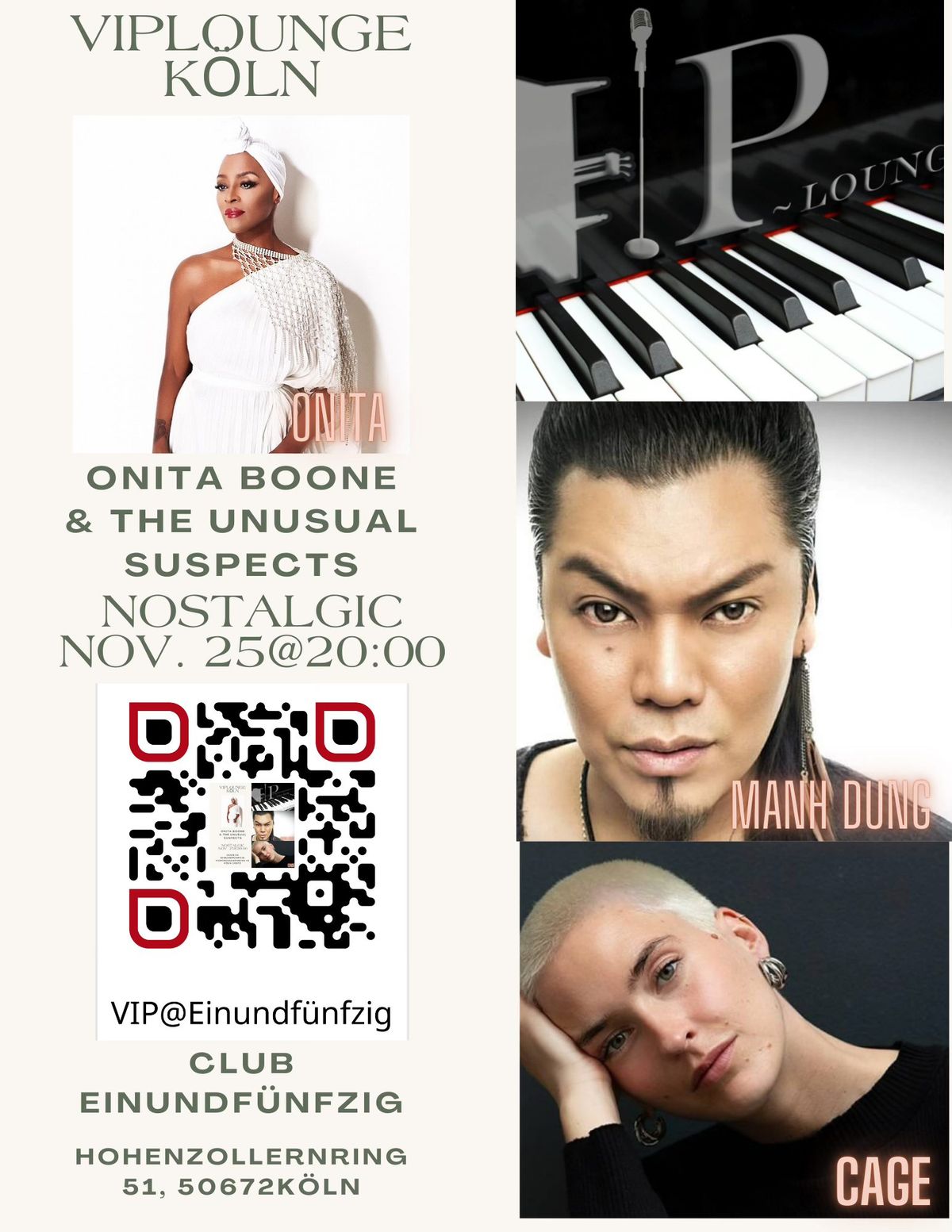 VIPLoungeK\u00f6ln presents "Nostalgic November" \/w Onita Boone, Cage, Manh Dung & Unusual Suspects Band