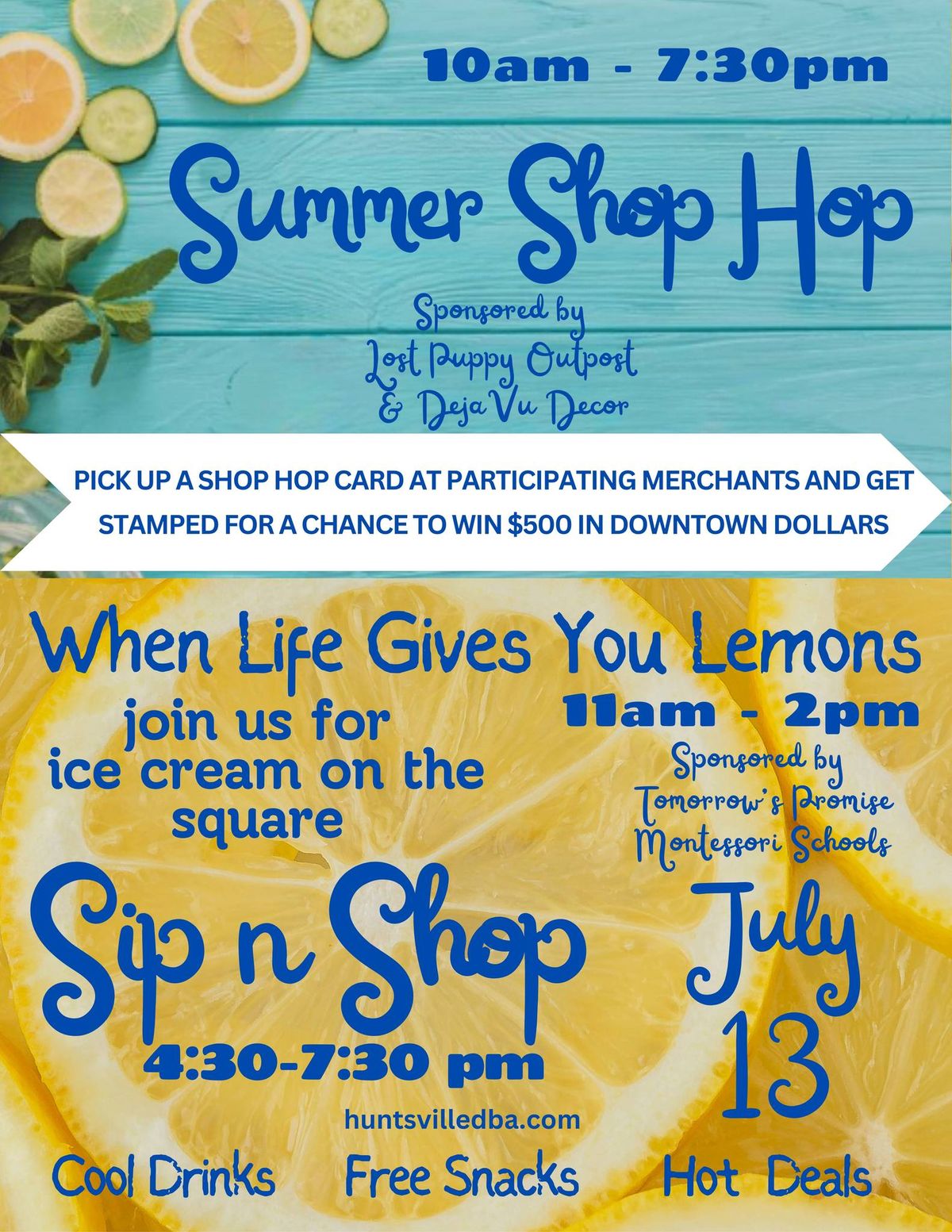 2nd Saturday Shop Hop + Sip & Shop---When Life Gives You Lemons...