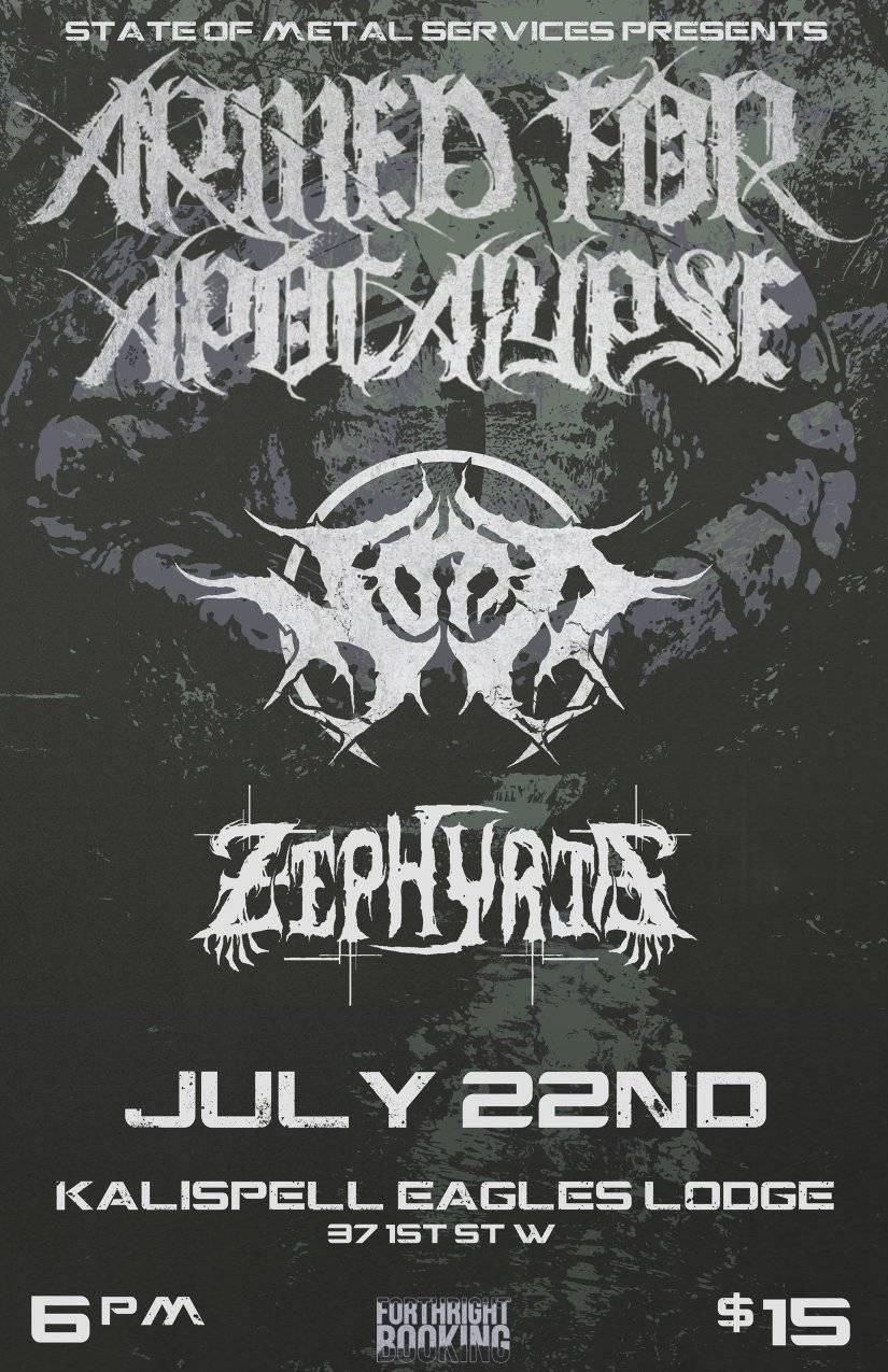 Armed For Apocalypse, Nott & Zephyria at The Eagles