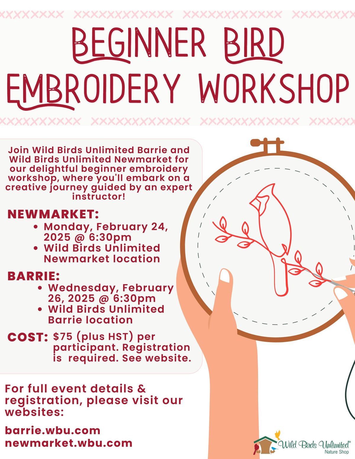 Beginner Bird Embroidery Workshop