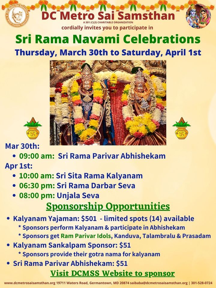 Sri Rama Navami Celebrations at Sai Mandir, Germantown