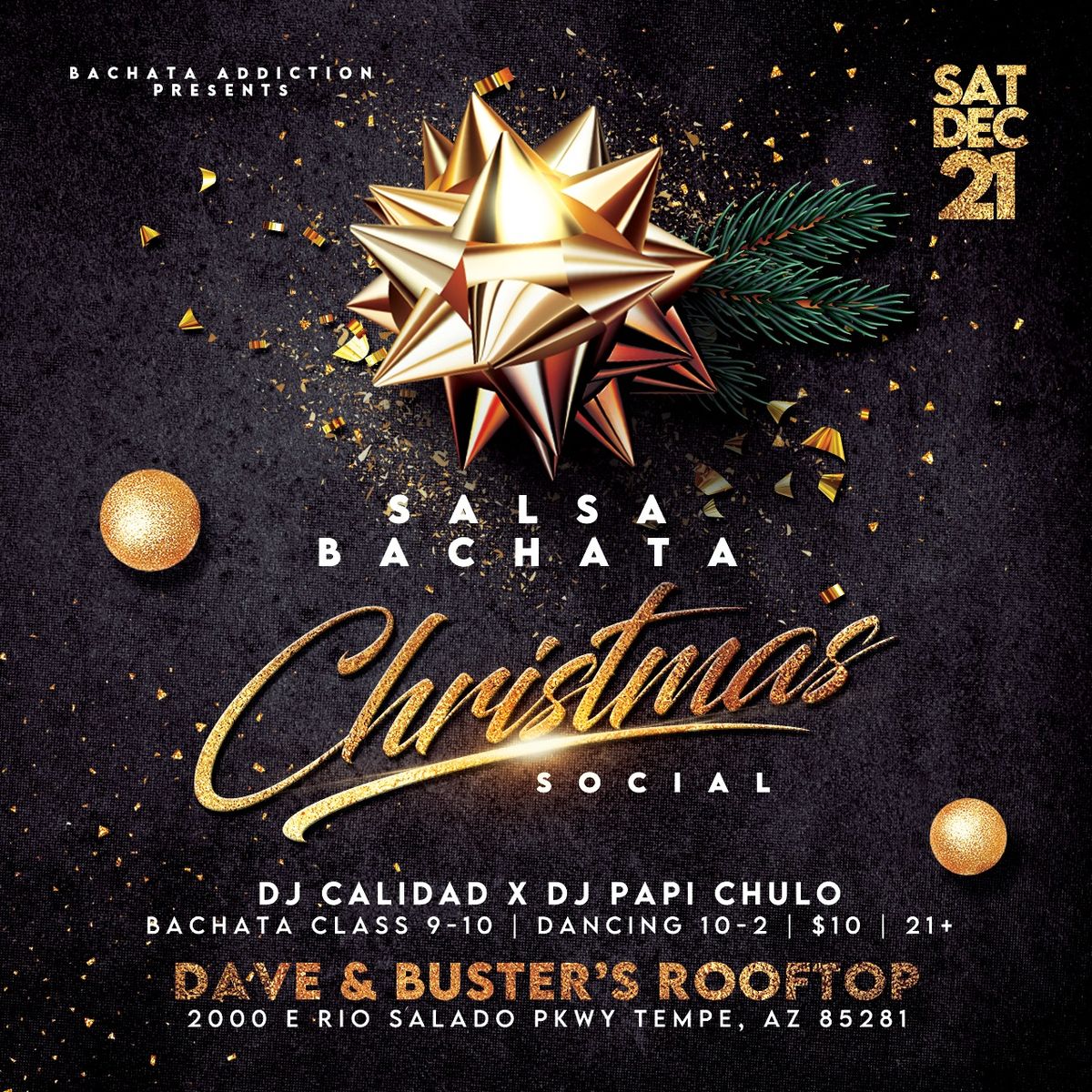 Salsa Bachata Christmas Social on the Rooftop at D&B!