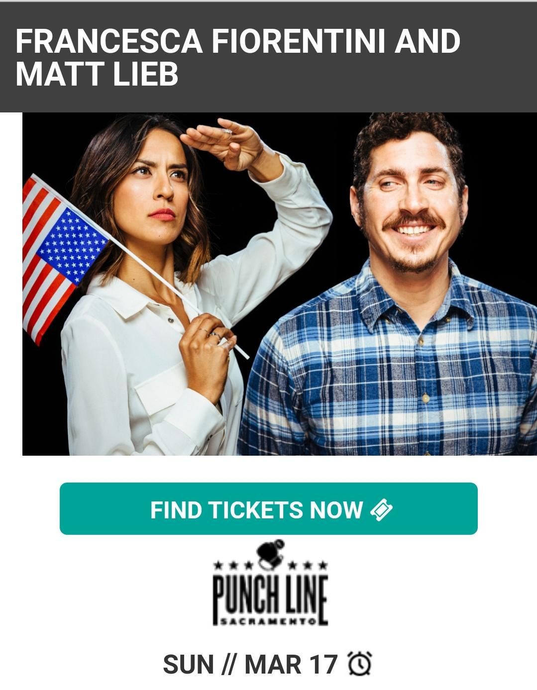 Francesca Fiorentini and Matt Lieb at Punch Line Sacramento