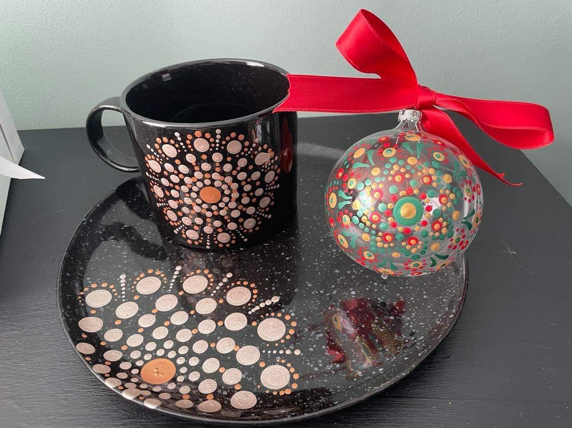 Christmas Workshop - Mandala Style Glass Bauble ,Ceramic Mug  & Side Plate 