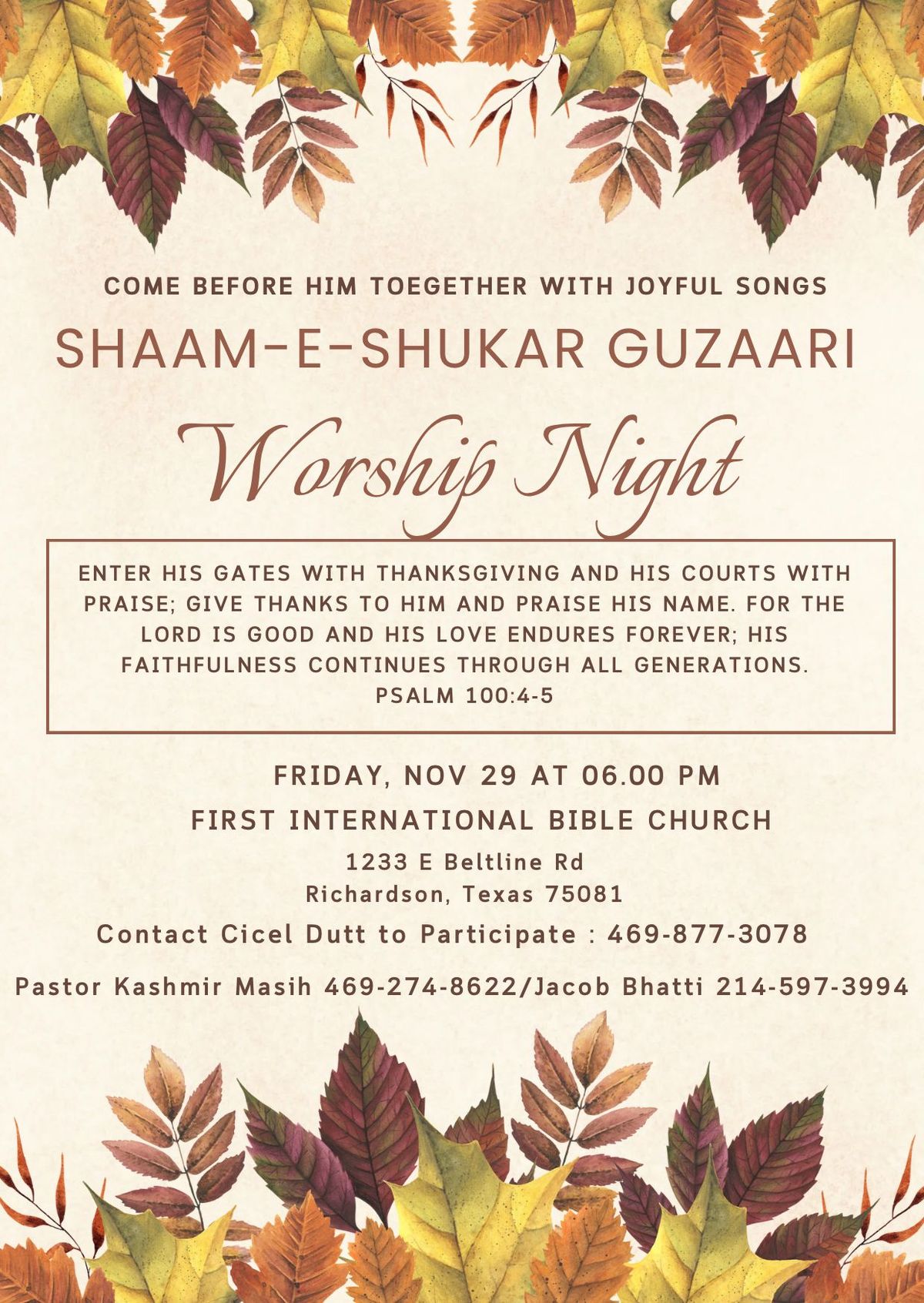 Shaam-E-Shukar Guzaari (Worship Night)