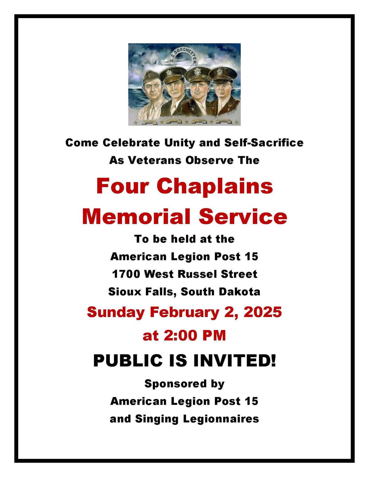 Annual 4 CHAPLAINS MEMORIAL SERVICE 