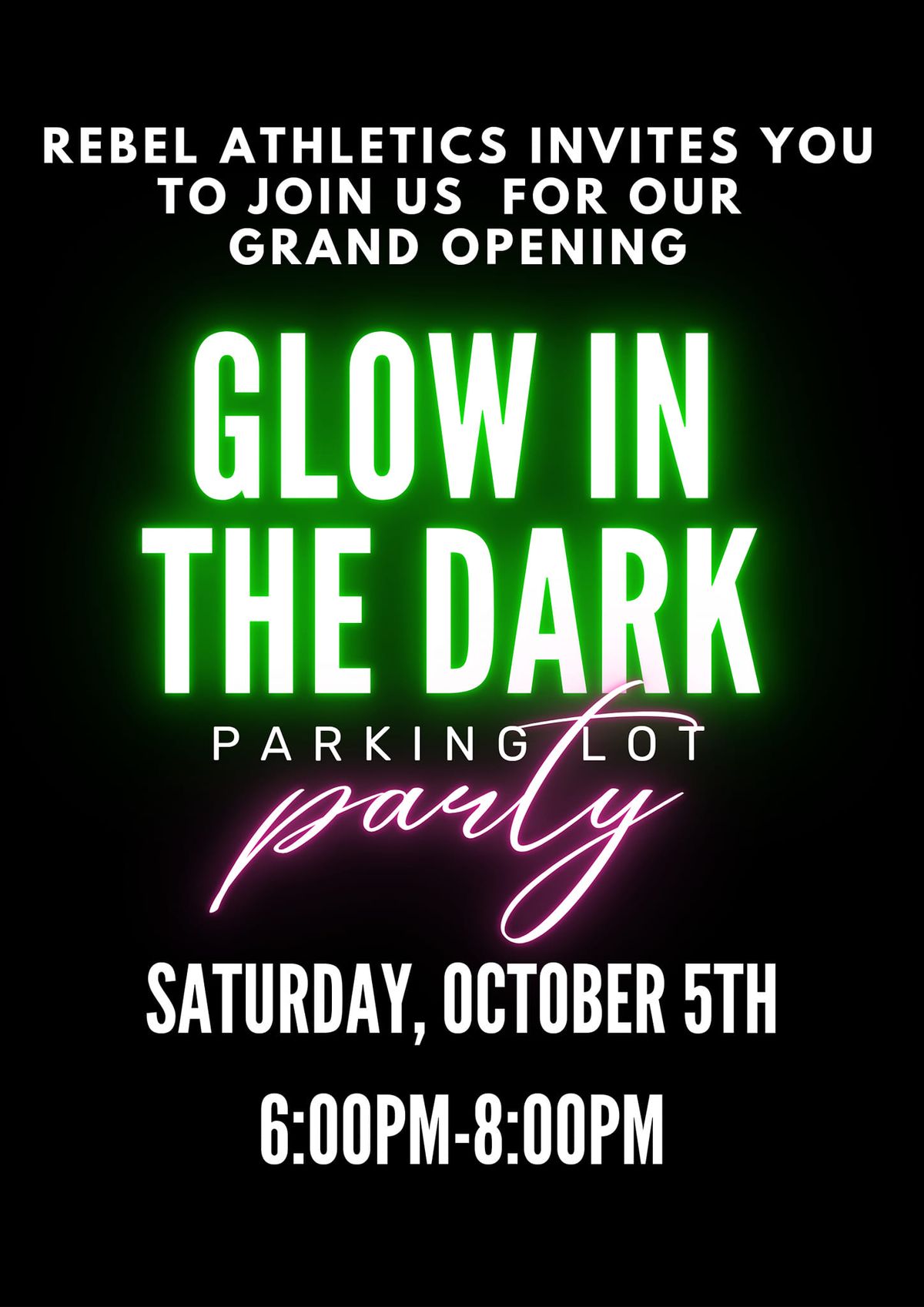 Glow in the dark Parking Lot party