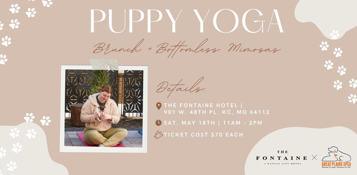 Puppy Yoga + Brunch + Bottomless Mimosas with Great Plains SPCA