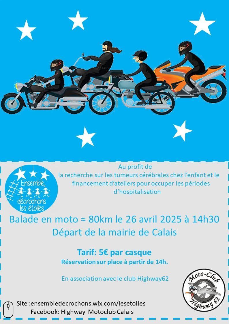 Balade moto au profit de l'association "Ensemble d\u00e9crochons les \u00e9toiles 