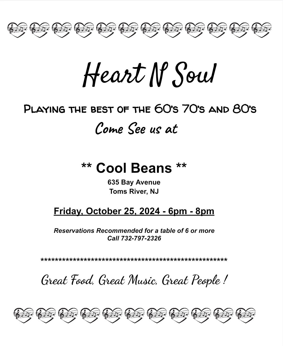 COOL BEANS FRIDAY OCT 25!