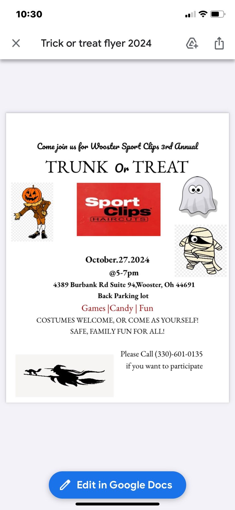 Sport clips Trunk or Treat