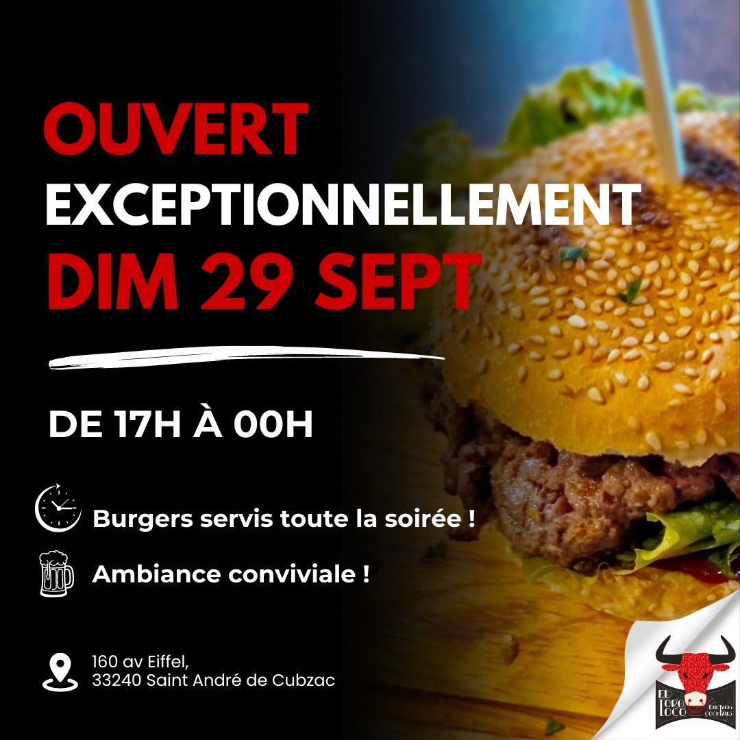 OUVERT DIMANCHE 29 SEPT