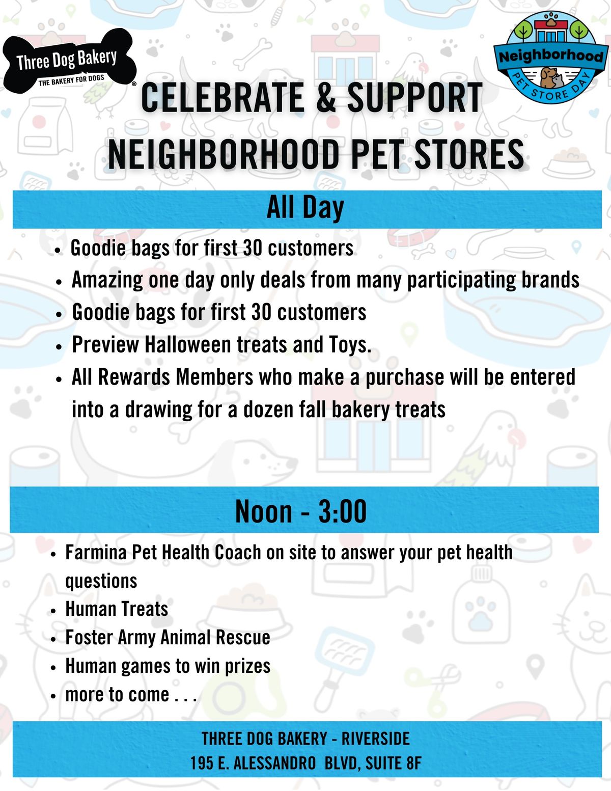 Neighborhood Pet Store Day at Three Dog Bakery. 