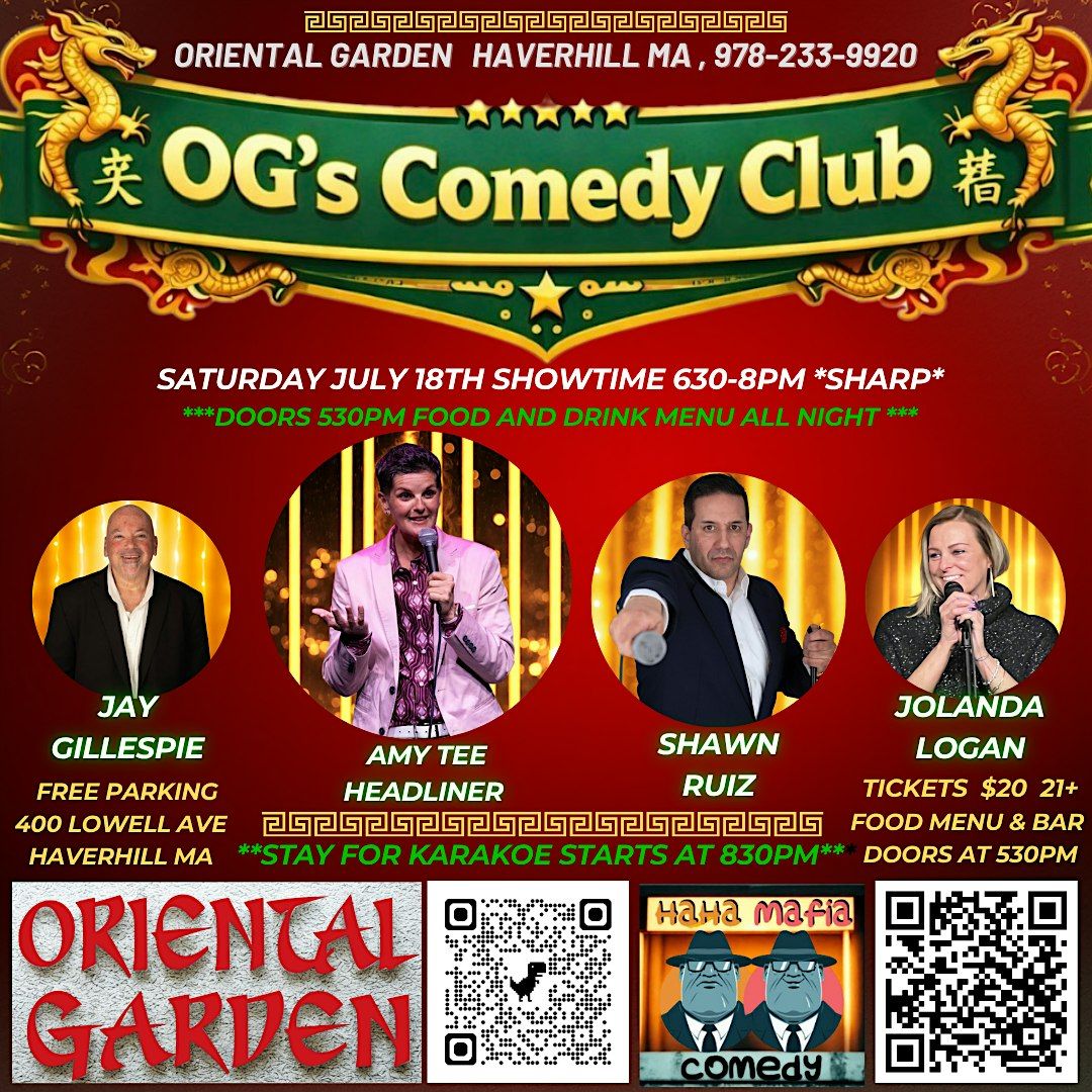 COMEDY SHOW Saturday July 18 w\/ Haverhill's own Amy Tee at OG's Comedy Club