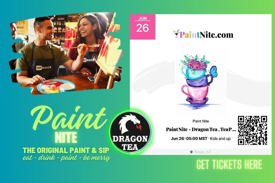 Paint Nite - Tea Cup and Butterfly Painting on Mill Ave