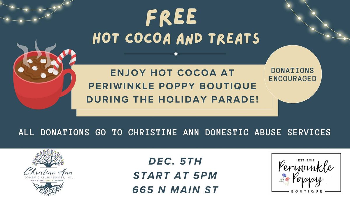 Free Hot Cocoa Fundraiser with Periwinkle Poppy Boutique