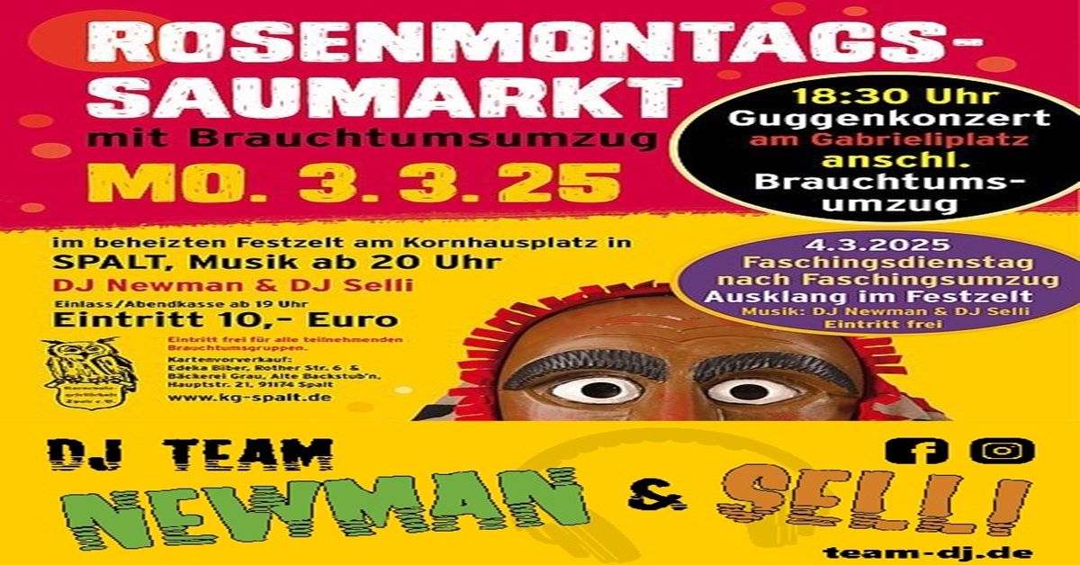 Rosenmontags-Saumarkt im Festzelt der KaGe Spalt