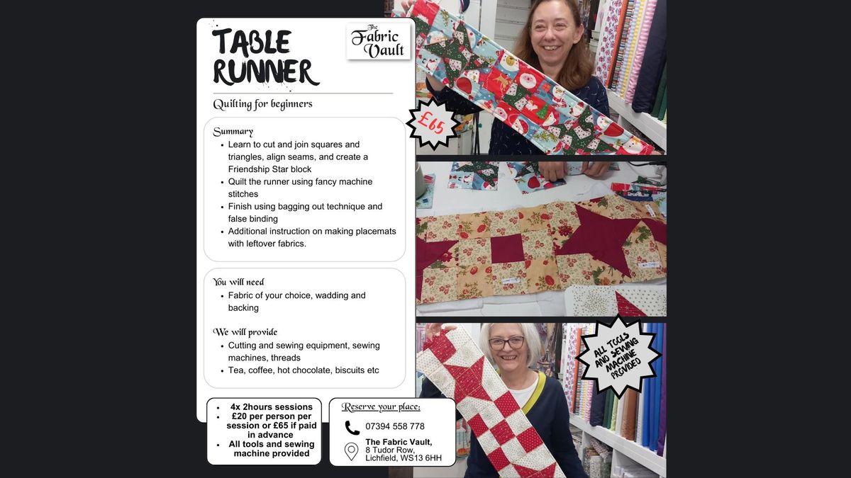 Sewing Lessons - Table Runner - Patchwork for Beginners