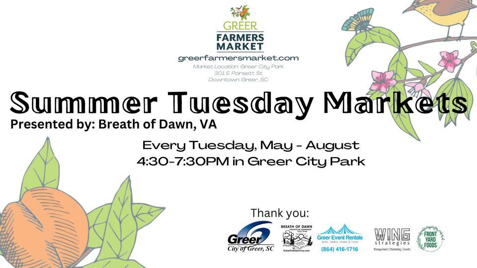 Greer Farmers Market Summer Tuesdays