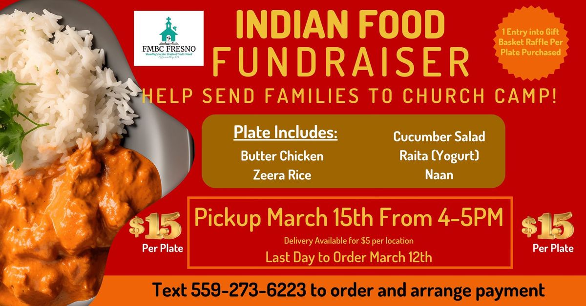 Church Camp Fundraiser - Indian Food!