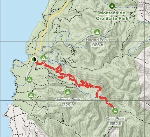 Montana De Oro Trail Map Oats Peak Traverse, Montana De Oro State Park, Montaña De Oro State Park,  Los Osos, 21 August 2021