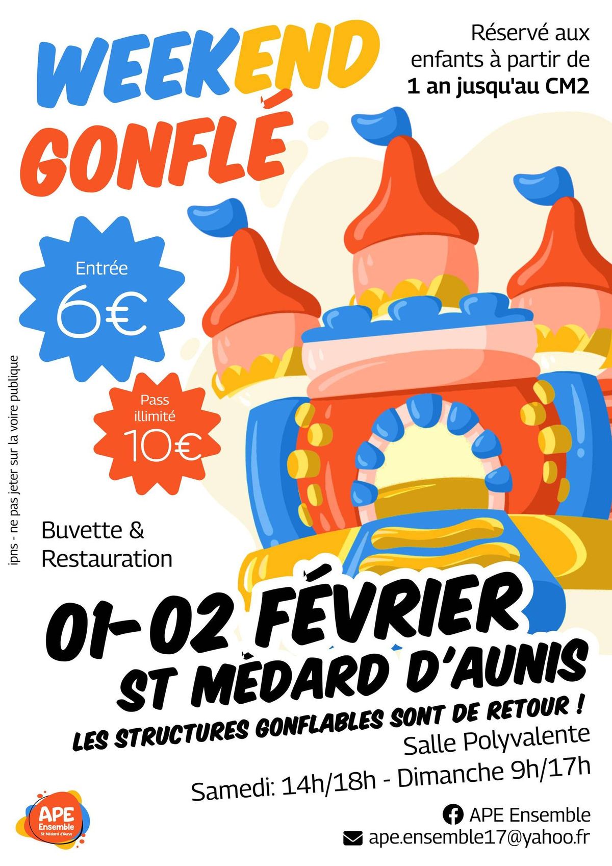 \ud83c\udf88WEEK-END GONFL\u00c9\ud83c\udf88 Samedi 01\/02 et  Dimanche 02\/02\/2025 - APE Ensemble