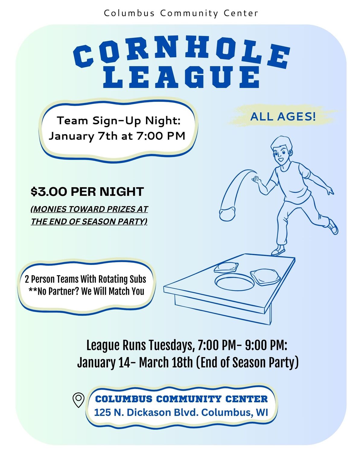 Cornhole (Bags) League Sign-Up Night