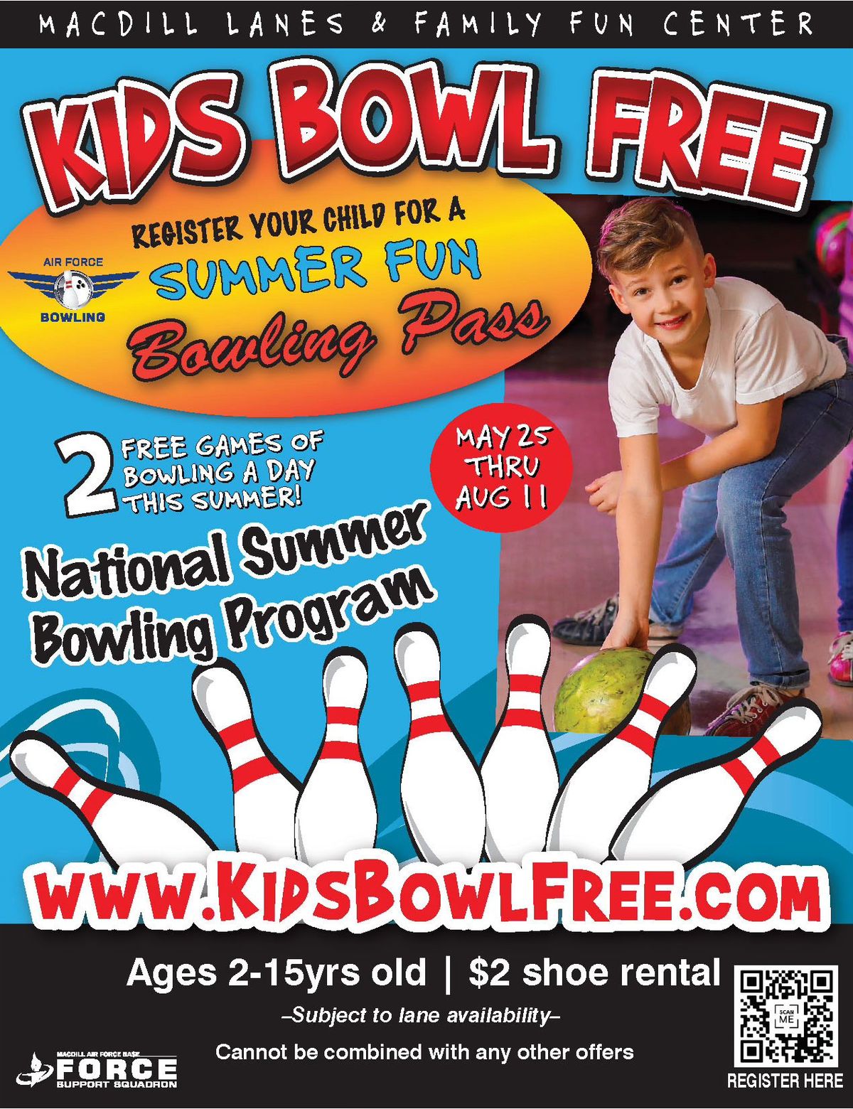 KIDS BOWL FREE SUMMER PROGRAM (MAY 25-AUG 11)