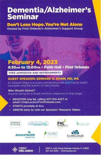 Dementia \/ Alzheimer's Seminar - February 4th