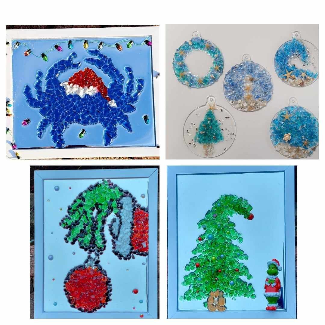 Crushed Glass Class (Grinch\/Beach Themed Ornaments) at Dragon Distillery