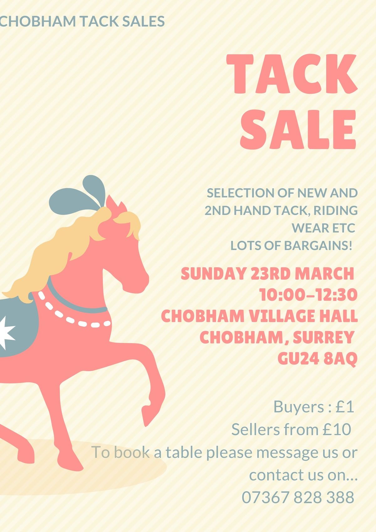 Tack sale Chobham 23rd March GU24 8AQ 