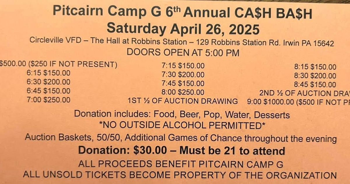 Pitcairn Camp G Cash Bash