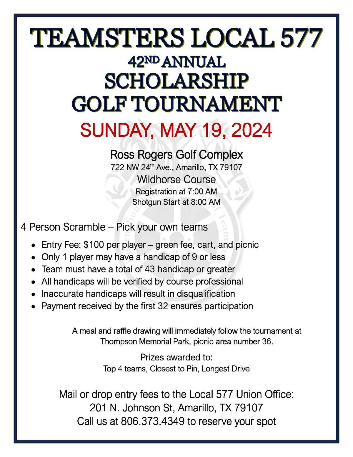 Teamsters Local 577 42nd Annual Scholarship Golf Tournament