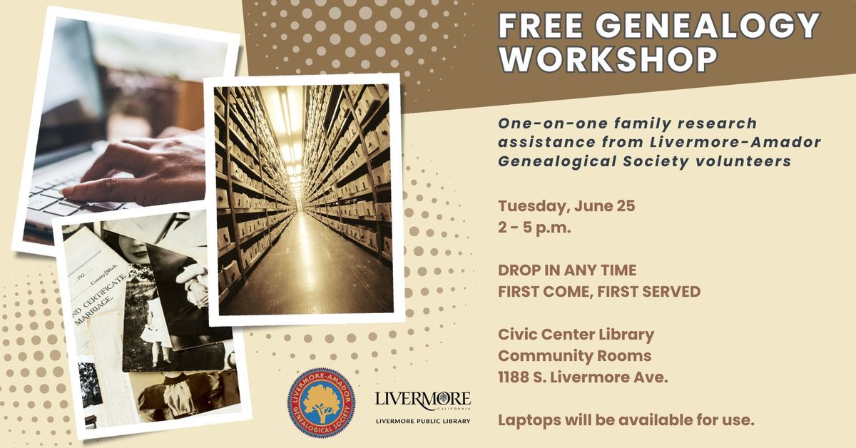 Free Genealogy Workshop at Civic Center Library