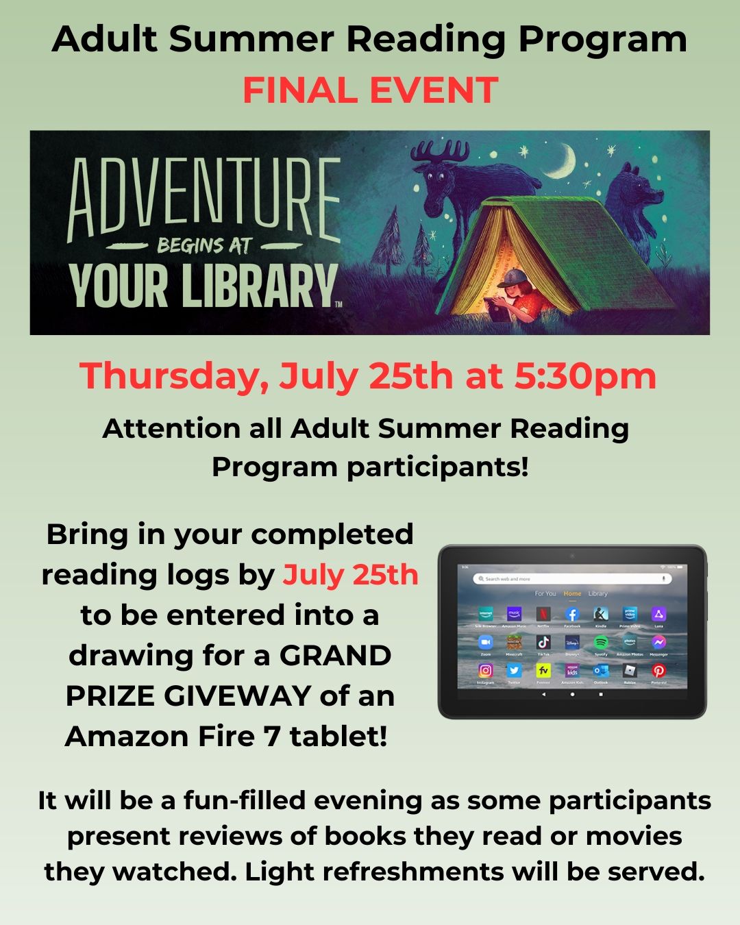 Adult Summer Reading Program - FINAL EVENT