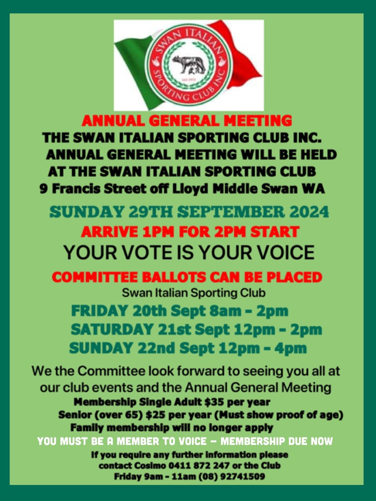 SWAN ITALIAN SPORTING CLUB \ud83c\uddee\ud83c\uddf9AGM